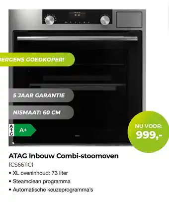 EP Beerepoot Atag inbouw combi-stoomoven (cs6611c) aanbieding