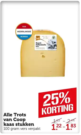 Coop Alle Trots van Coop kaas stukken 100 gram aanbieding