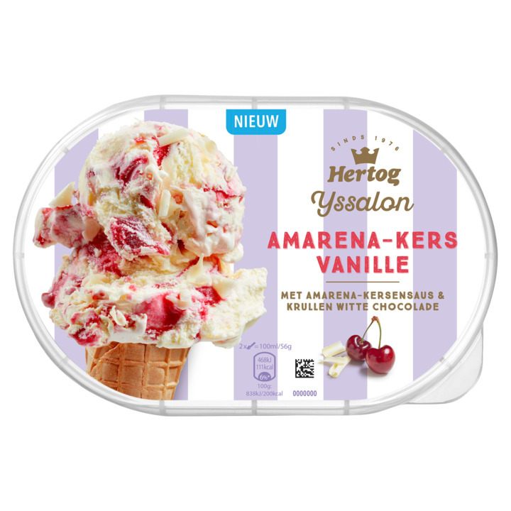Hertog ijs ijssalon amarenakers vanille 900ml