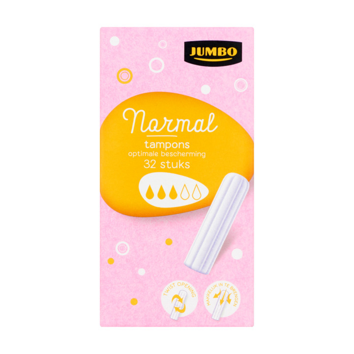 Jumbo normal tampons 32 stuks aanbieding bij Jumbo
