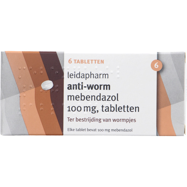 Leidapharm anti-worm tabletten mebendazol 100 mg, 6 stuks aanbieding