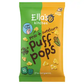 Jumbo Ella's kitchen puff pops erwt + maïs 10+ biologisch 4 x 9g aanbieding