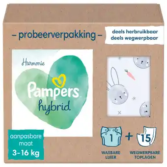 Jumbo Pampers harmonie hybrid probeerverpakking  1 wasbare luier + 15 wegwerpbare toplagen aanbieding