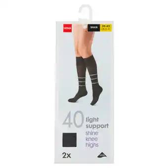 Jumbo Hema lycra kniekousen licht ondersteunend - 40 denier zwart maat 39-42 - 2 stuks aanbieding