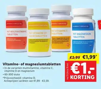 Lidl Vitamine- of magnesiumtabletten aanbieding