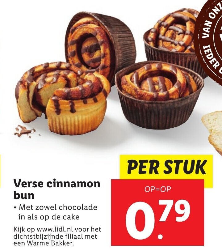 Verse cinnamon bun aanbieding bij Lidl