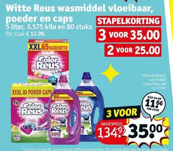 Kruidvat Witte reus wasmiddel vloeibaar, poeder en caps aanbieding