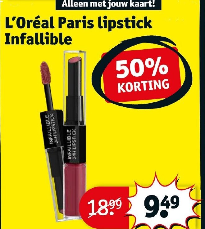 L'oreal paris lipstick infallible aanbieding bij Kruidvat