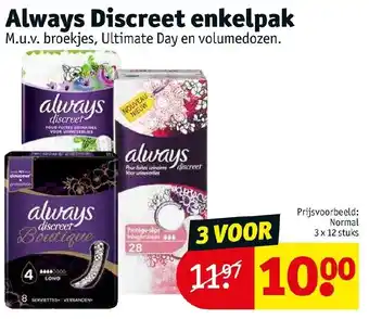 Kruidvat Always discreet enkelpak aanbieding