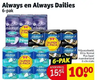 Kruidvat Always en always dailies 6-pak aanbieding