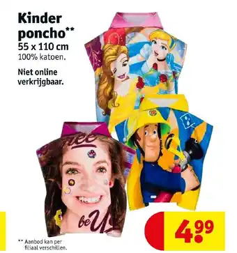 Kruidvat Kinder poncho** 55x110 cm aanbieding