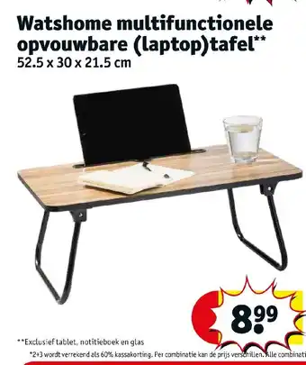 Kruidvat Watshome multifunctionele opvouwbare (laptop) tafel** 52.5x30x21.5 cm aanbieding