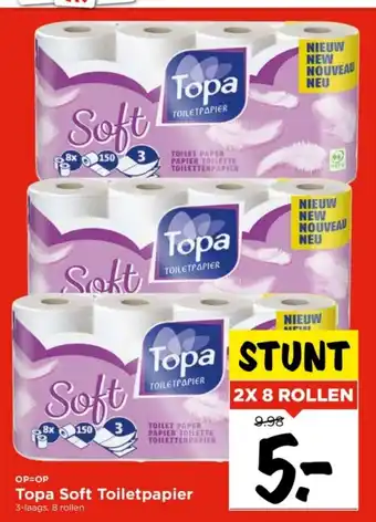 Vomar Voordeelmarkt Topa soft toiletpapier 3-laags 2 x 8 rollen aanbieding