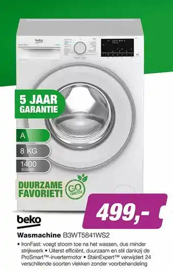 EP Beko wasmachine b3wt5841ws2 aanbieding