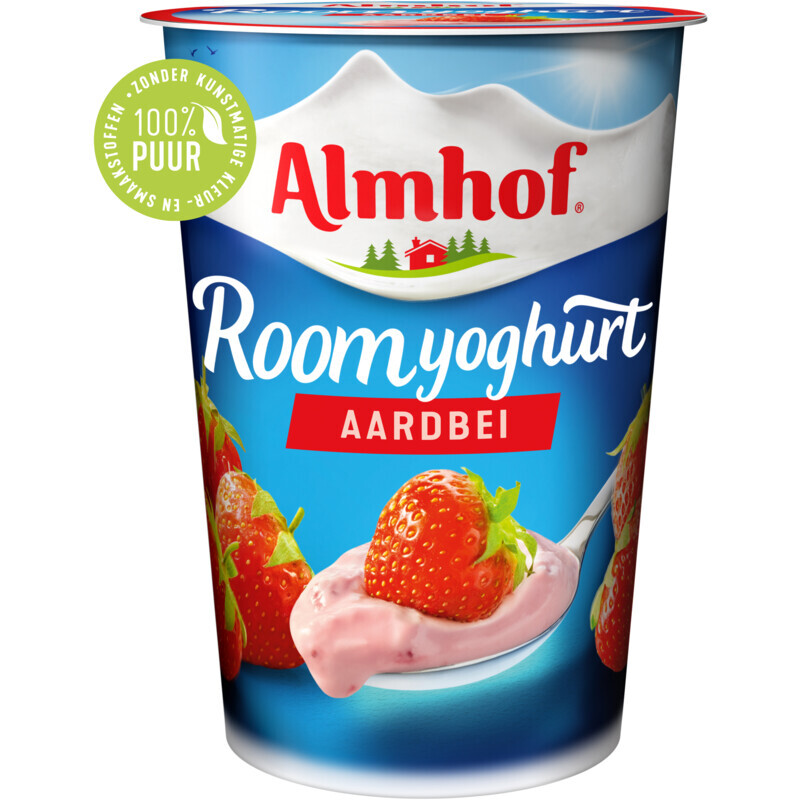 Albert Heijn Almhof roomyoghurt aardbei aanbieding