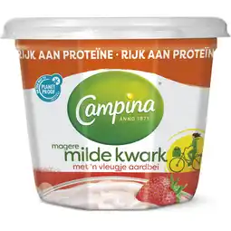 Albert Heijn Campina magere milde kwark aardbei aanbieding