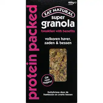 Albert Heijn Eat natural super granola volkoren haver met zaden aanbieding