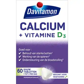 Albert Heijn Davitamon calcium + vitamine d kauwtabletten mint aanbieding