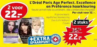 Trekpleister L'Oreal Paris Age Perfect, Excellence en Preference haarkleuring aanbieding