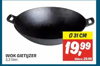 Dekamarkt Wok gietijzer 3,3 liter aanbieding