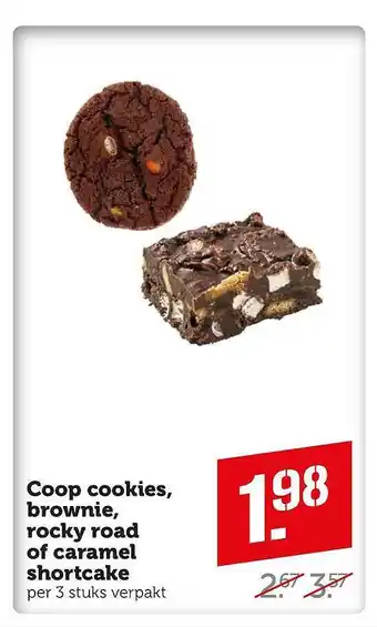 Coop Coop cookies, brownie, rocky road of caramel shortcake aanbieding