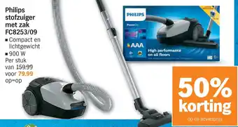 Albert Heijn Philips stofzuiger met zak fc8253/09 aanbieding