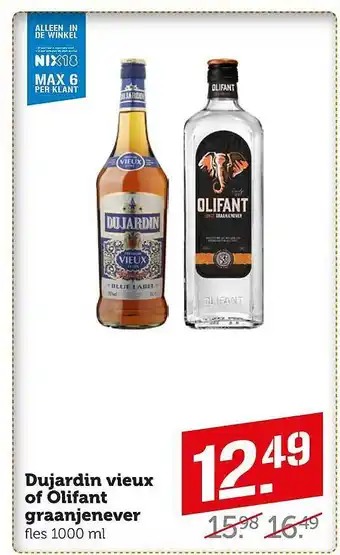 Coop Dujardin vieux of olifant graanjenever aanbieding