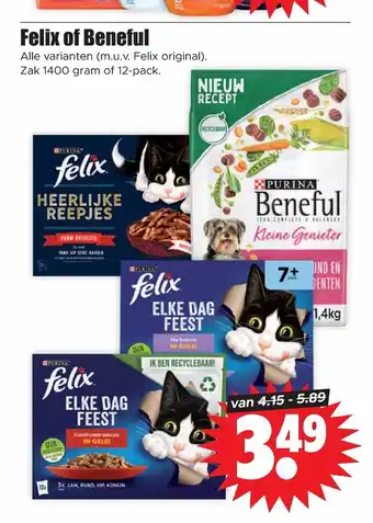 Dirk Felix of Beneful zak 1400 gram of 12-pack aanbieding