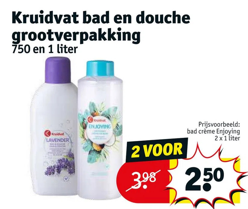 Kruidvat bad en douche grootverpakking aanbieding bij Kruidvat