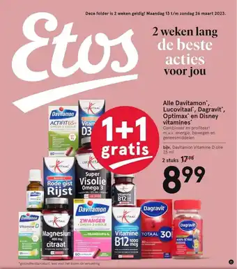 Etos Alle Davitamon, Lucovitaal, Dagravit, Optimax en Disney vitamines aanbieding