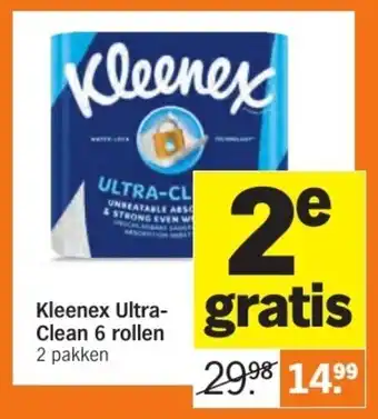 Albert Heijn Kleenex ultra-clean 6 rollen aanbieding