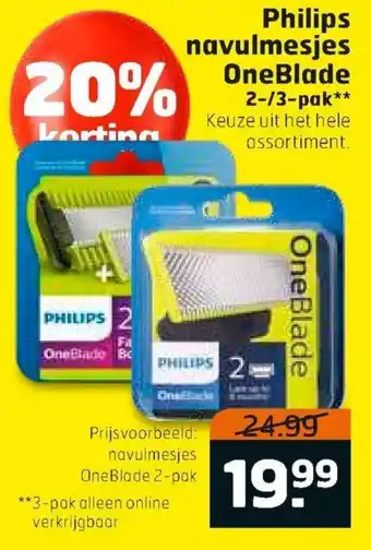 Trekpleister Philips Navulmesjes OneBlade 2-/3-pak aanbieding