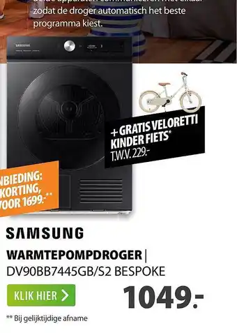 Expert Samsung warmtepompdroger | dv90bb7445gb-s2 bespoke aanbieding