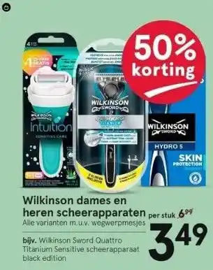 Etos Wilkinson dames en heren scheerapparaten per stuk aanbieding