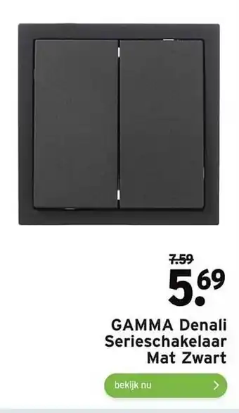 GAMMA Gamma denali serieschakelaar mat zwart aanbieding