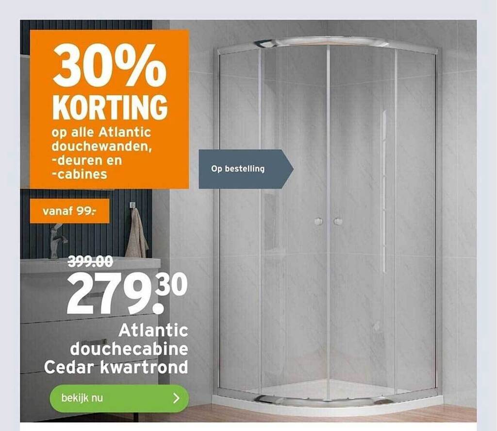 Atlantic douchecabine cedar kwartrond aanbieding bij GAMMA