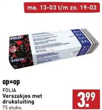 ALDI Op=op folia verszakjes met druksluiting 75 stuks. aanbieding