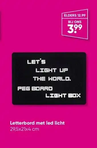 Big Bazar Letterbord met led licht 29,5x21x4 cm aanbieding