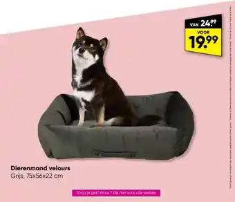 Big Bazar Dierenmand velours grijs, 75x56x22 cm aanbieding