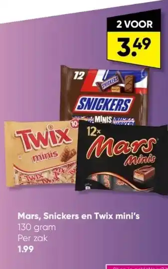 Big Bazar Mars, snickers en twix mini's aanbieding