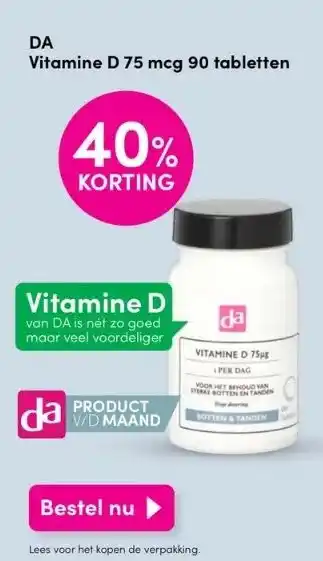 DA Vitamine d 75 mcg aanbieding