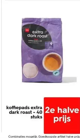 HEMA Koffiepads extra dark roast - 40 stuks aanbieding