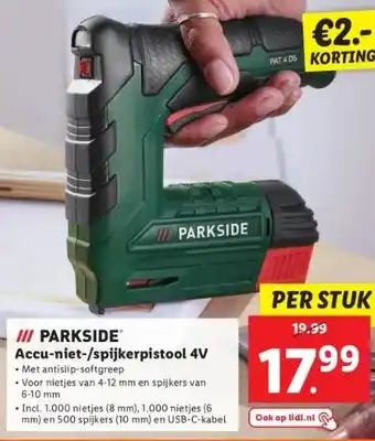 Lidl Iii parkside accu-niet-/spijkerpistool 4v aanbieding