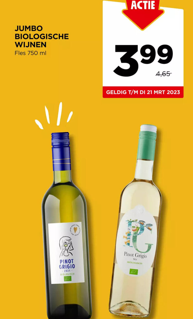Jumbo biologische wijnen 750ml aanbieding bij Jumbo