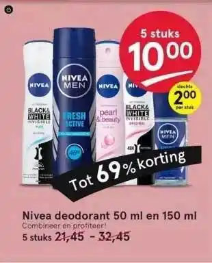 Etos Nivea deodorant 50 ml en 150 ml aanbieding