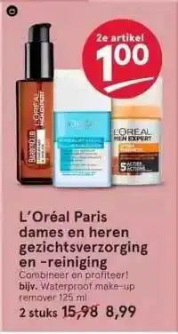 Etos L'oréal paris dames en heren gezichtsverzorging en -reiniging aanbieding