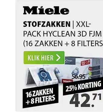 Expert Miele stofzakken | xxl-pack hyclean 3d fjm (16 zakken + 8 filters) aanbieding