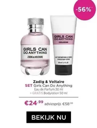 ICI Paris XL Zadig & voltaire set girls can do anything eau de parfum 30 ml aanbieding