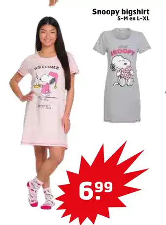 Trekpleister Snoopy bigshirt aanbieding