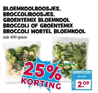 Boon`s Markt Bloemkoolroosjes, broccoliroosjes, groentemix bloemkool broccoli of groentemix broccoli wortel bloemkool aanbieding